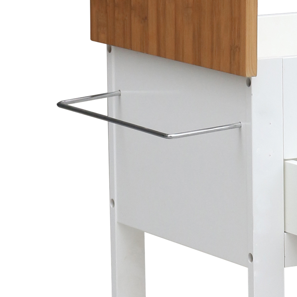Carrinho para Cozinha Tina 2 Gavetas Bambu e Branco