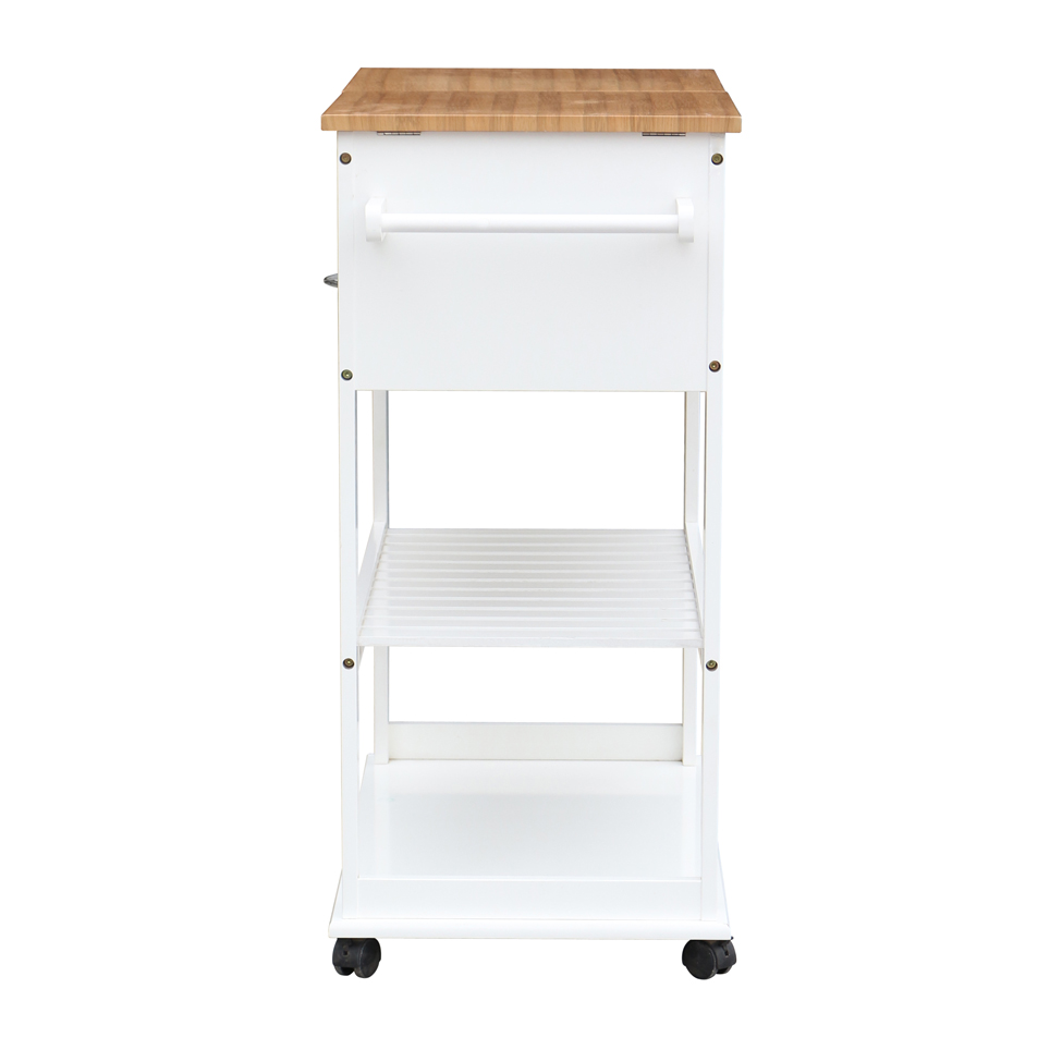 Carrinho para Cozinha Tina 2 Gavetas Bambu e Branco