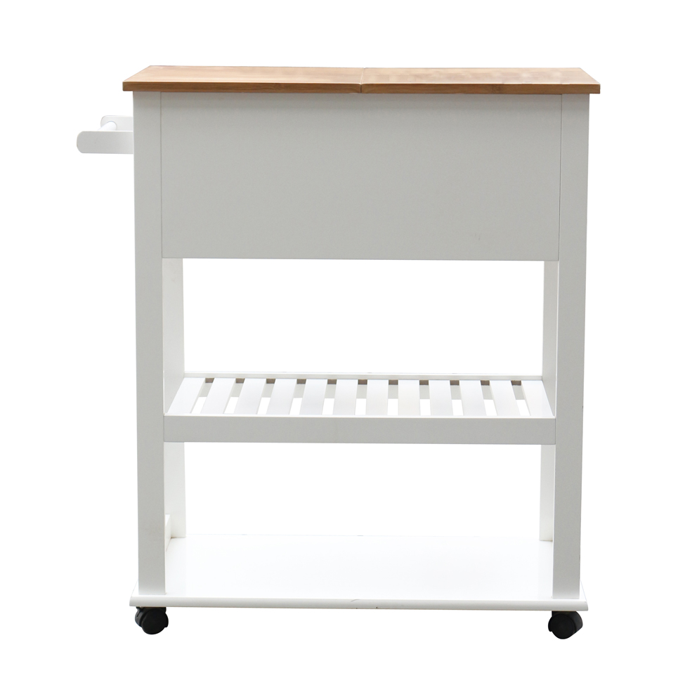 Carrinho para Cozinha Tina 2 Gavetas Bambu e Branco
