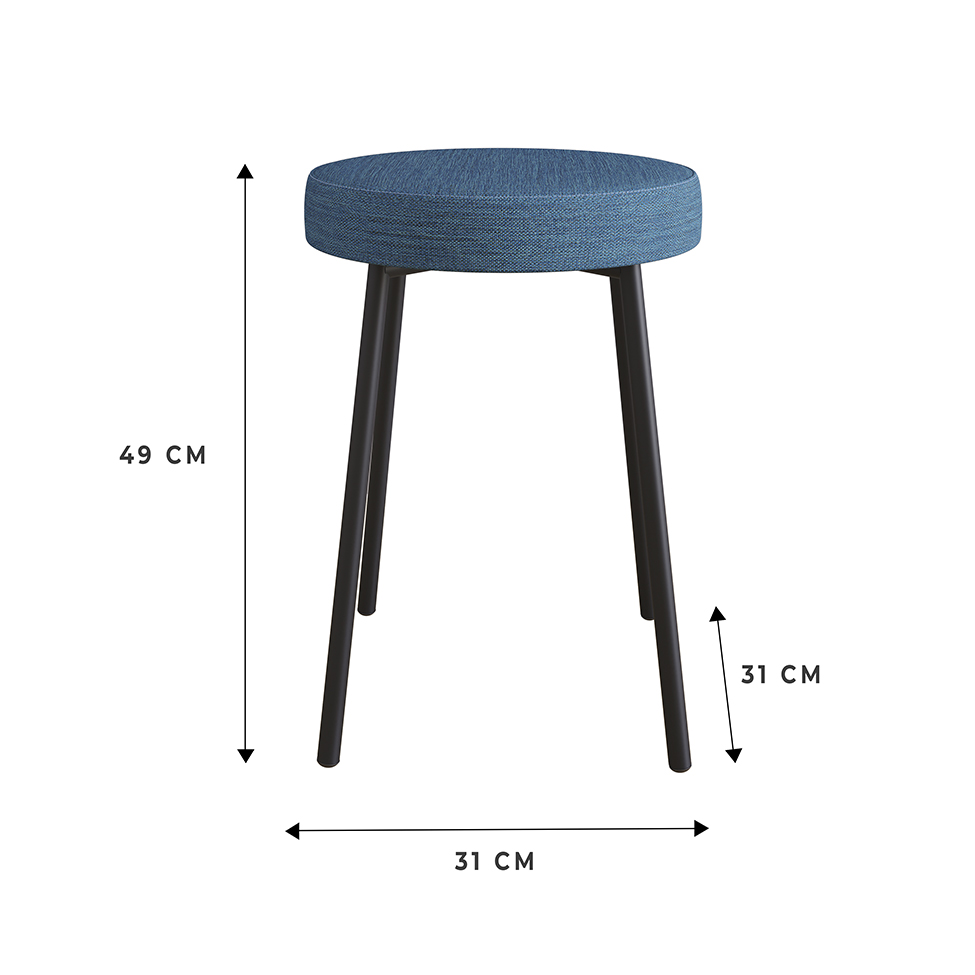 Conjunto com 2 Bancos Bock Linho Azul e Preto