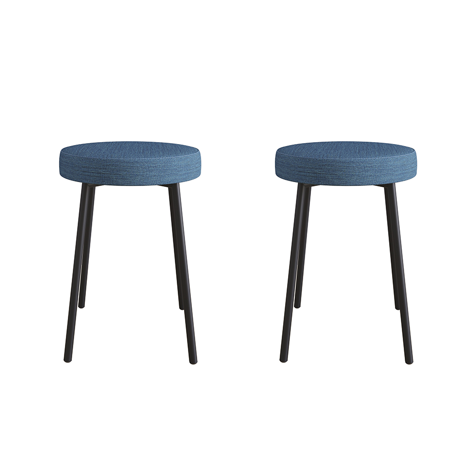 Conjunto com 2 Bancos Bock Linho Azul e Preto
