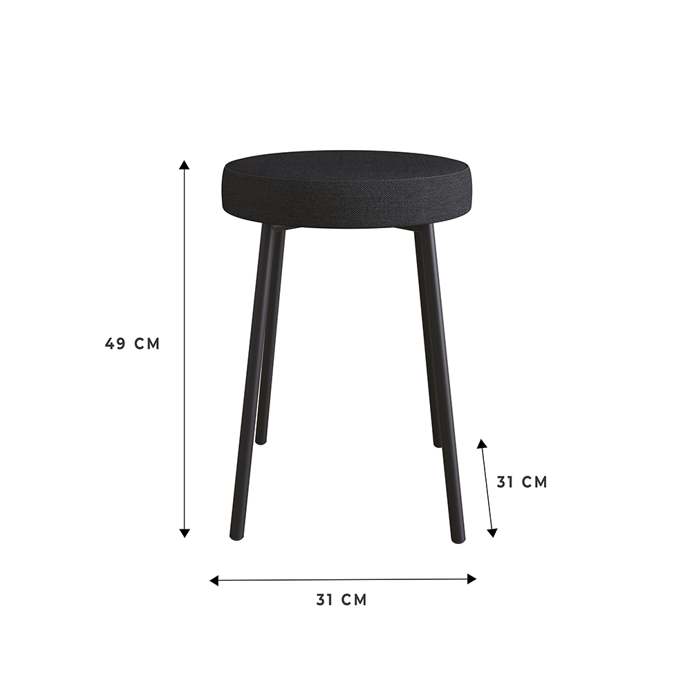 Conjunto com 2 Bancos Bock Linho Grafite e Preto