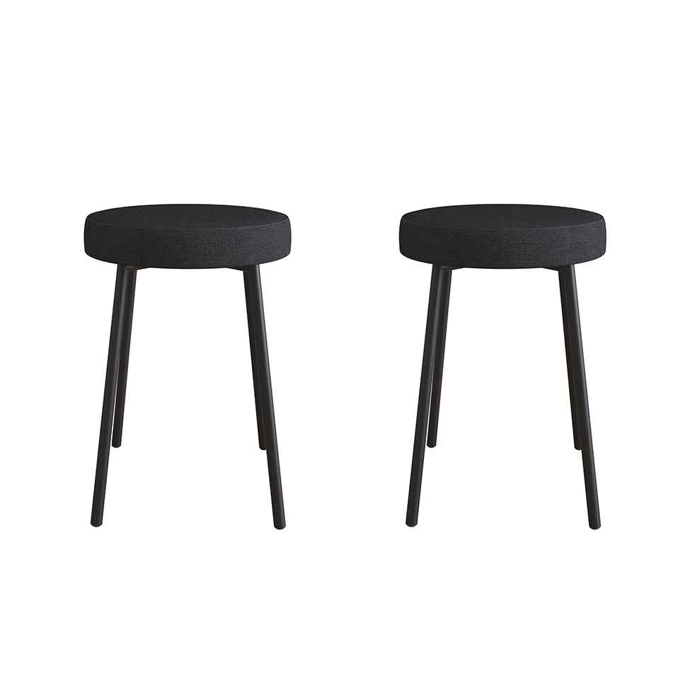 Conjunto com 2 Bancos Bock Linho Grafite e Preto