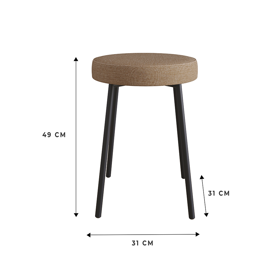 Conjunto com 2 Bancos Bock Linho Marrom e Preto
