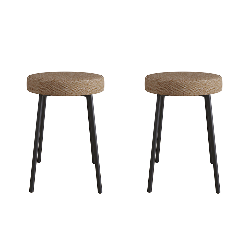 Conjunto com 2 Bancos Bock Linho Marrom e Preto