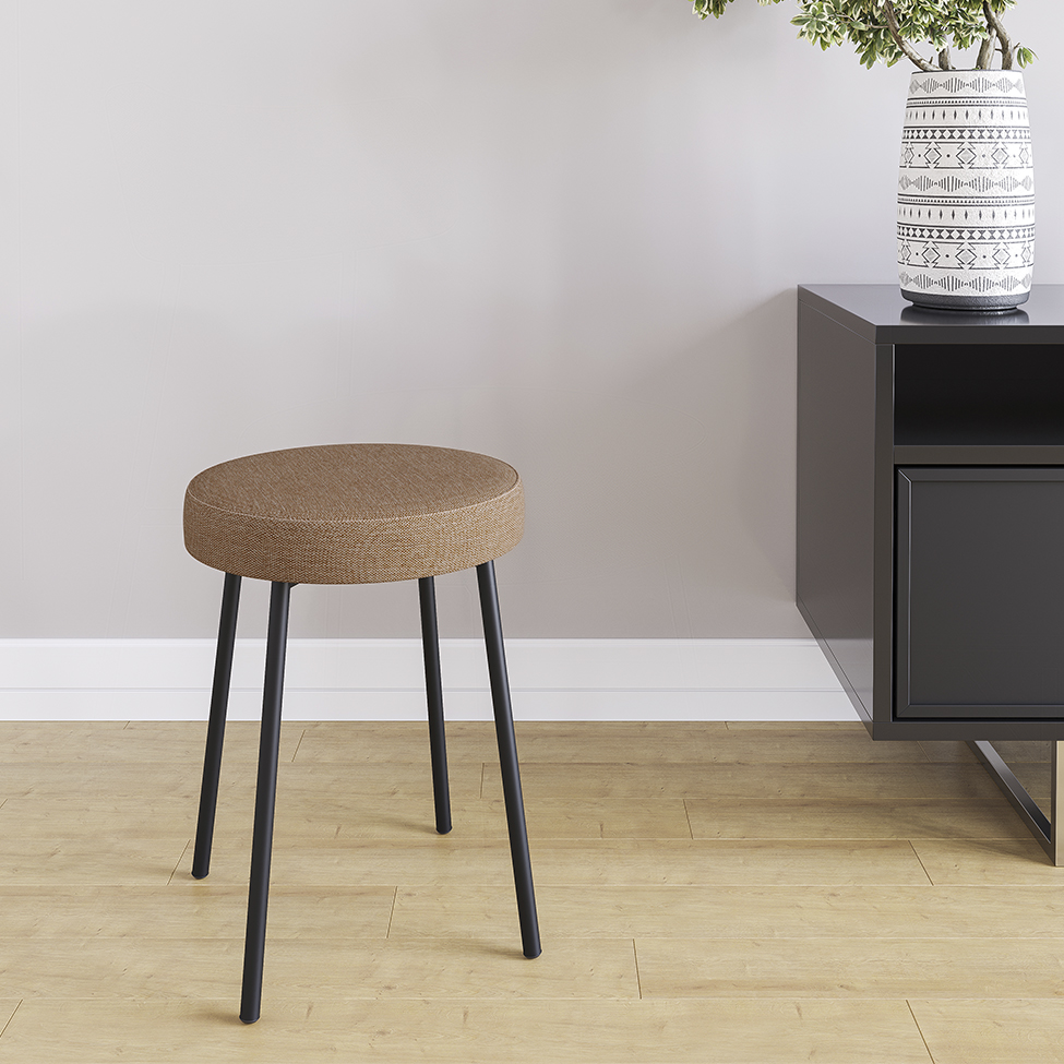 Conjunto com 2 Bancos Bock Linho Marrom e Preto
