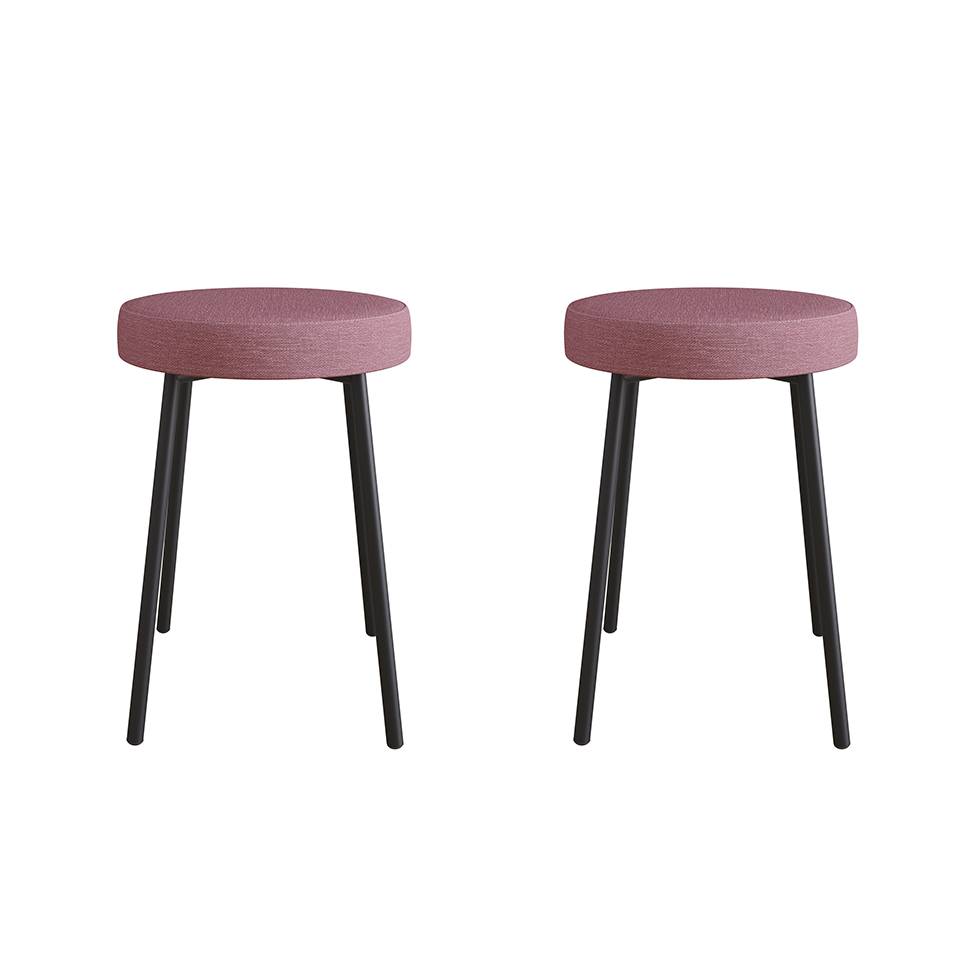 Conjunto com 2 Bancos Bock Linho Rosa e Preto