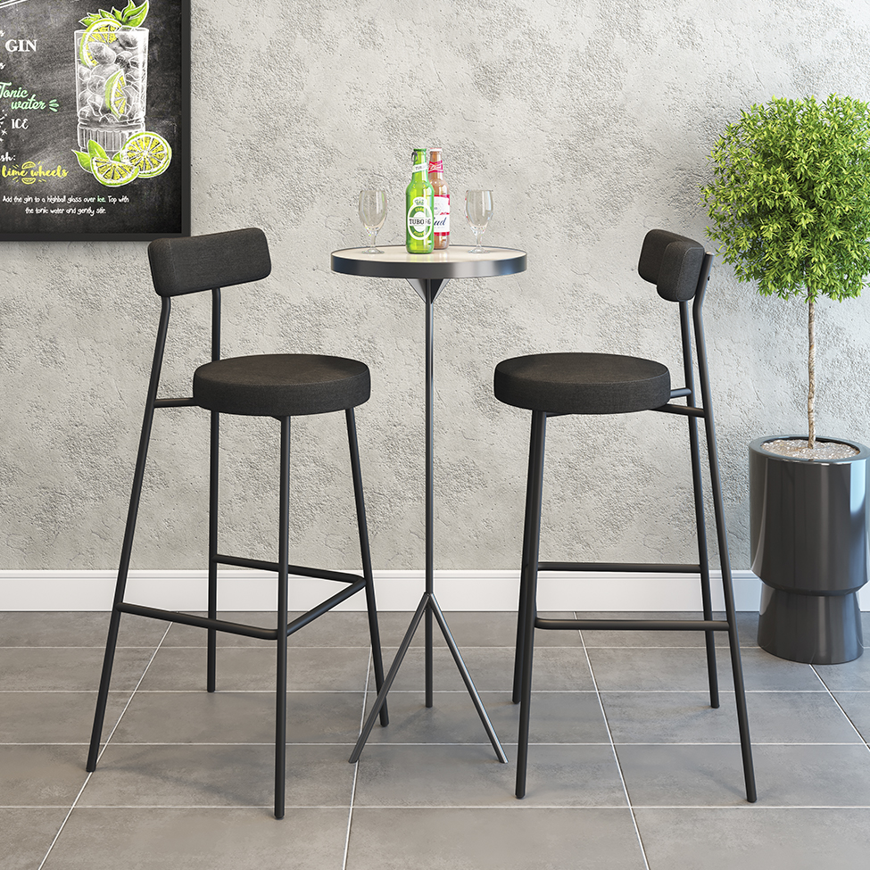Conjunto com 2 Banquetas Bock Linho Grafite e Preto