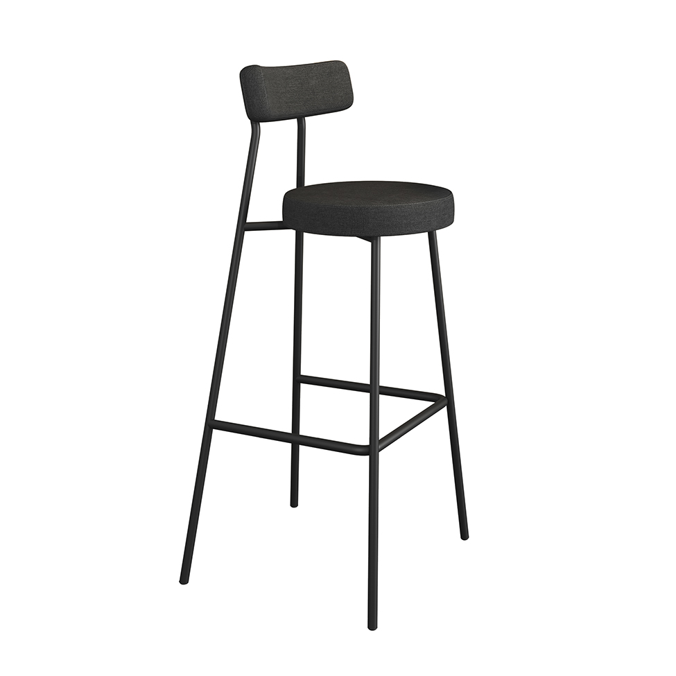 Conjunto com 2 Banquetas Bock Linho Grafite e Preto