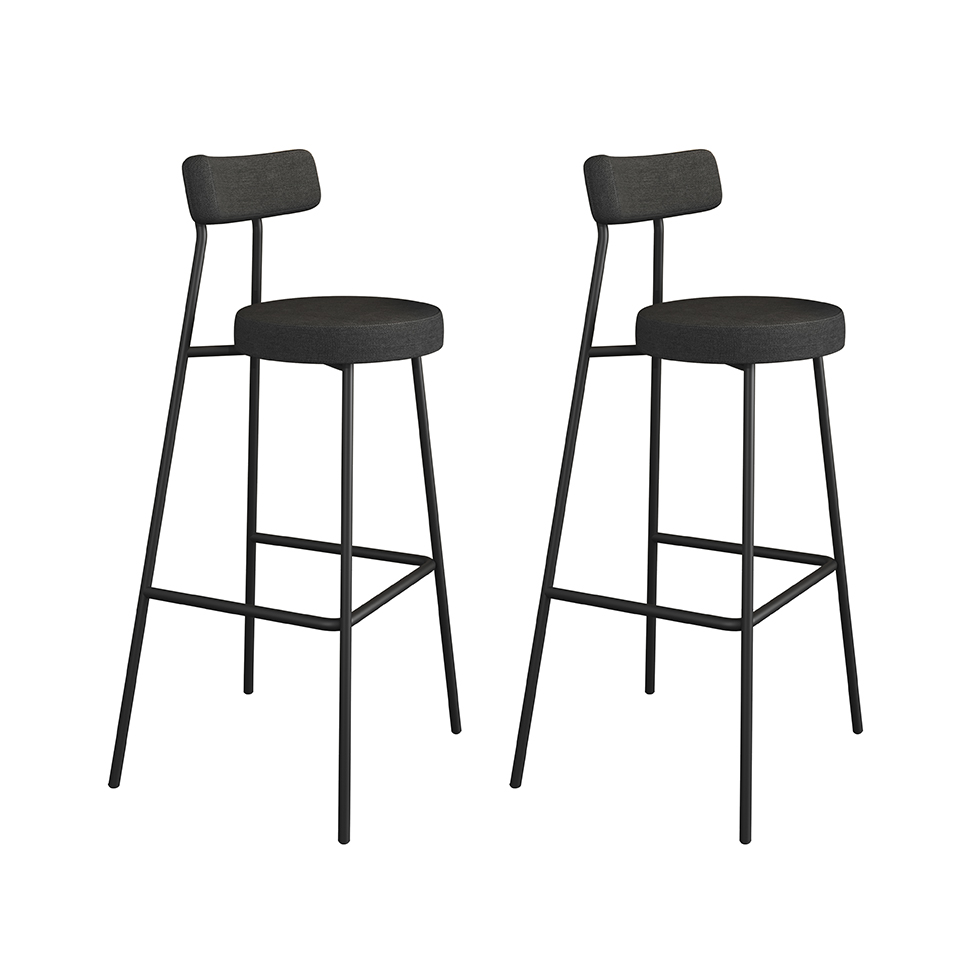 Conjunto com 2 Banquetas Bock Linho Grafite e Preto