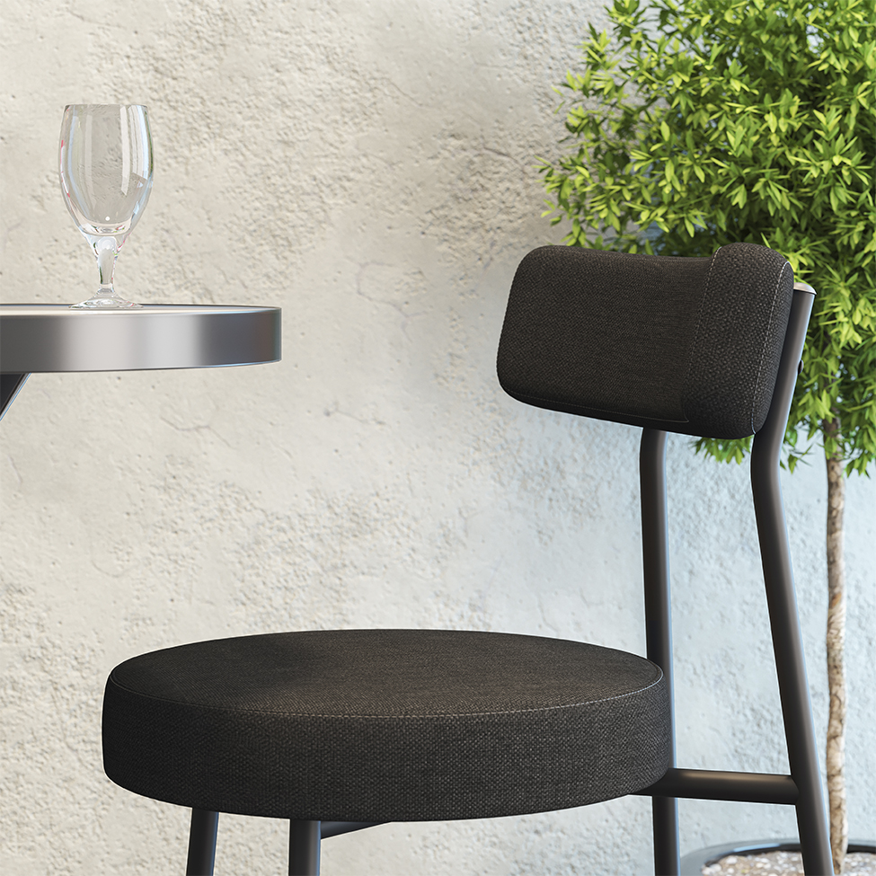 Conjunto com 2 Banquetas Bock Linho Grafite e Preto