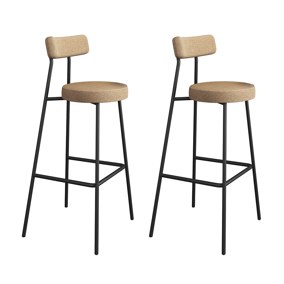 Conjunto com 2 Banquetas Bock Linho Marrom e Preto