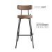 Conjunto com 2 Banquetas Bock Linho Marrom e Preto