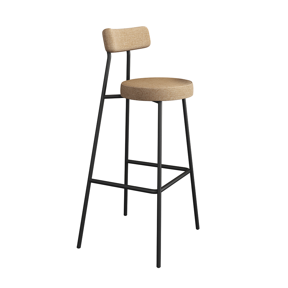 Conjunto com 2 Banquetas Bock Linho Marrom e Preto