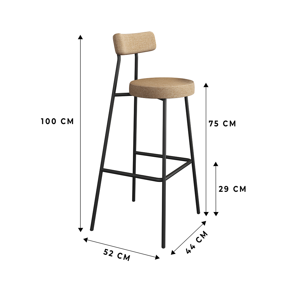Conjunto com 2 Banquetas Bock Linho Marrom e Preto