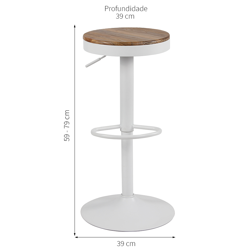 Conjunto com 2 Banquetas Giratórias Bayonne Branco