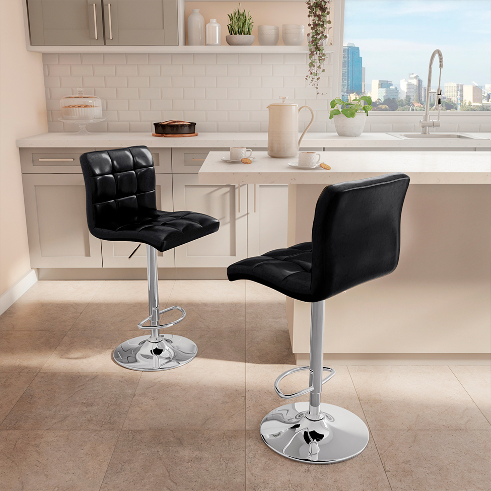 Conjunto com 2 Banquetas Giratórias Fitz Preto