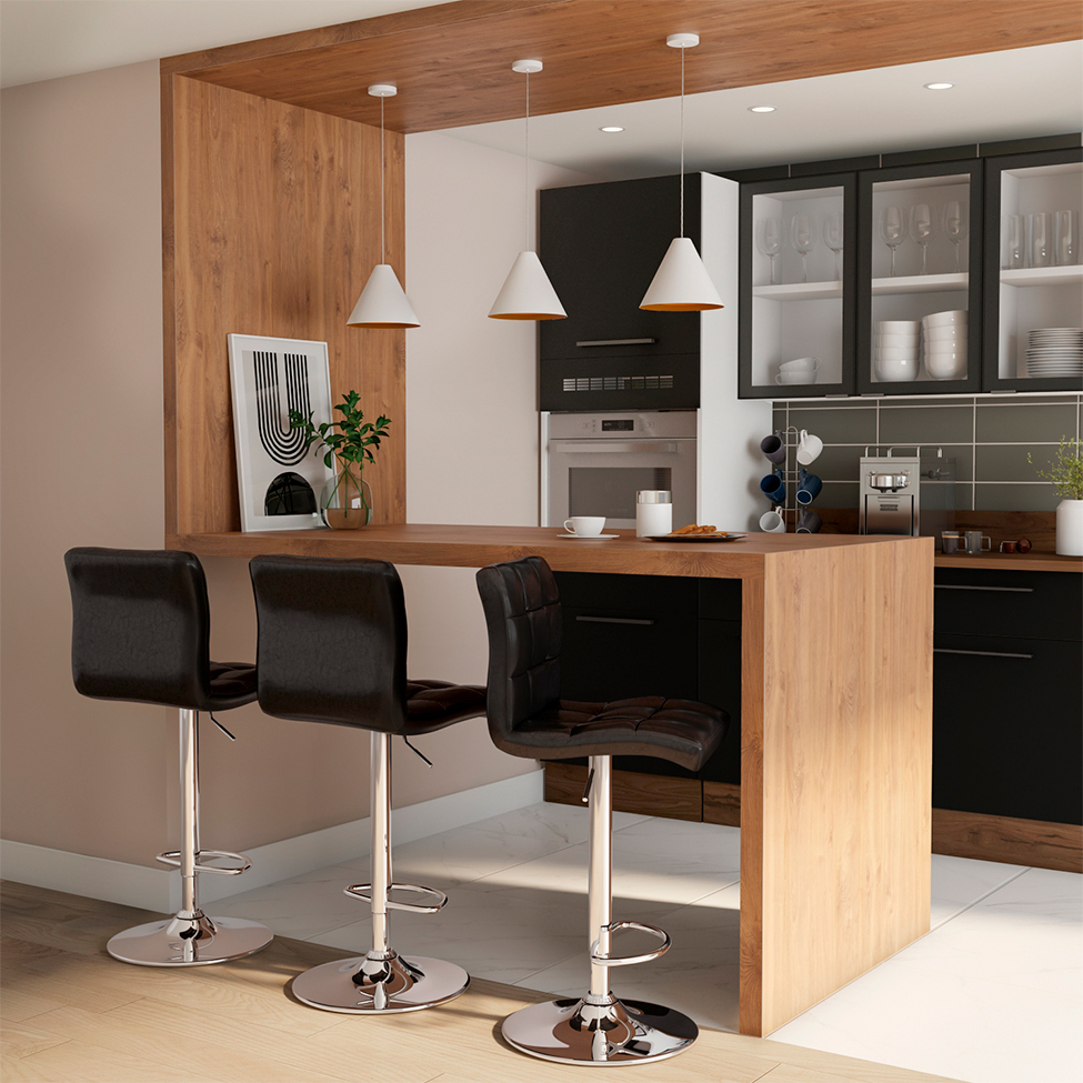 Conjunto com 2 Banquetas Giratórias Fitz Preto