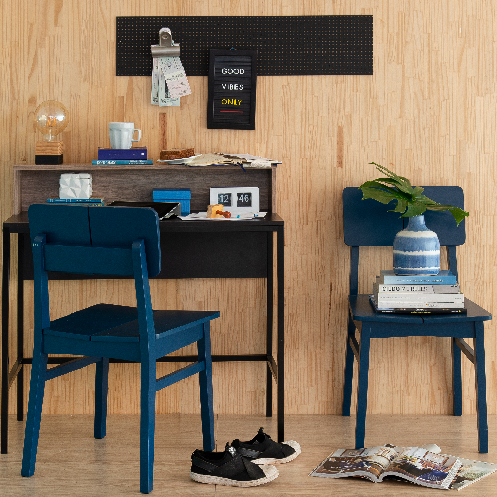 Conjunto com 2 Cadeiras Duo Azul Marinho