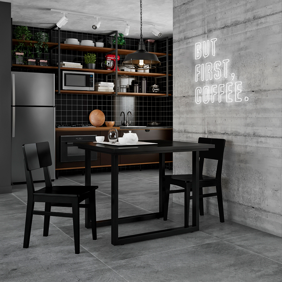 Conjunto com 2 Cadeiras Duo Preto