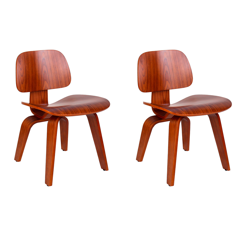 Conjunto com 2 Cadeiras Eames Walnut Madeira