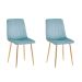 Conjunto com 2 Cadeiras Kendra Azul Verde Água Base Dourada