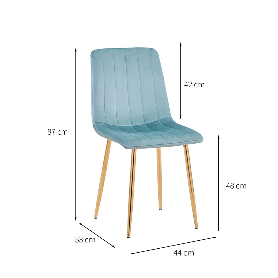 Conjunto com 2 Cadeiras Kendra Azul Verde Água Base Dourada