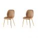 Conjunto com 2 Cadeiras Lille Beetle Marrom Base Dourada