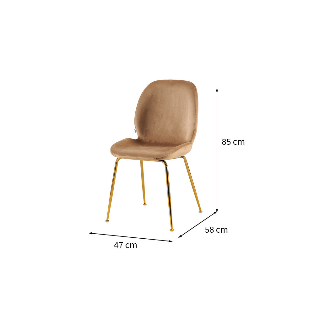 Conjunto com 2 Cadeiras Lille Beetle Marrom Base Dourada