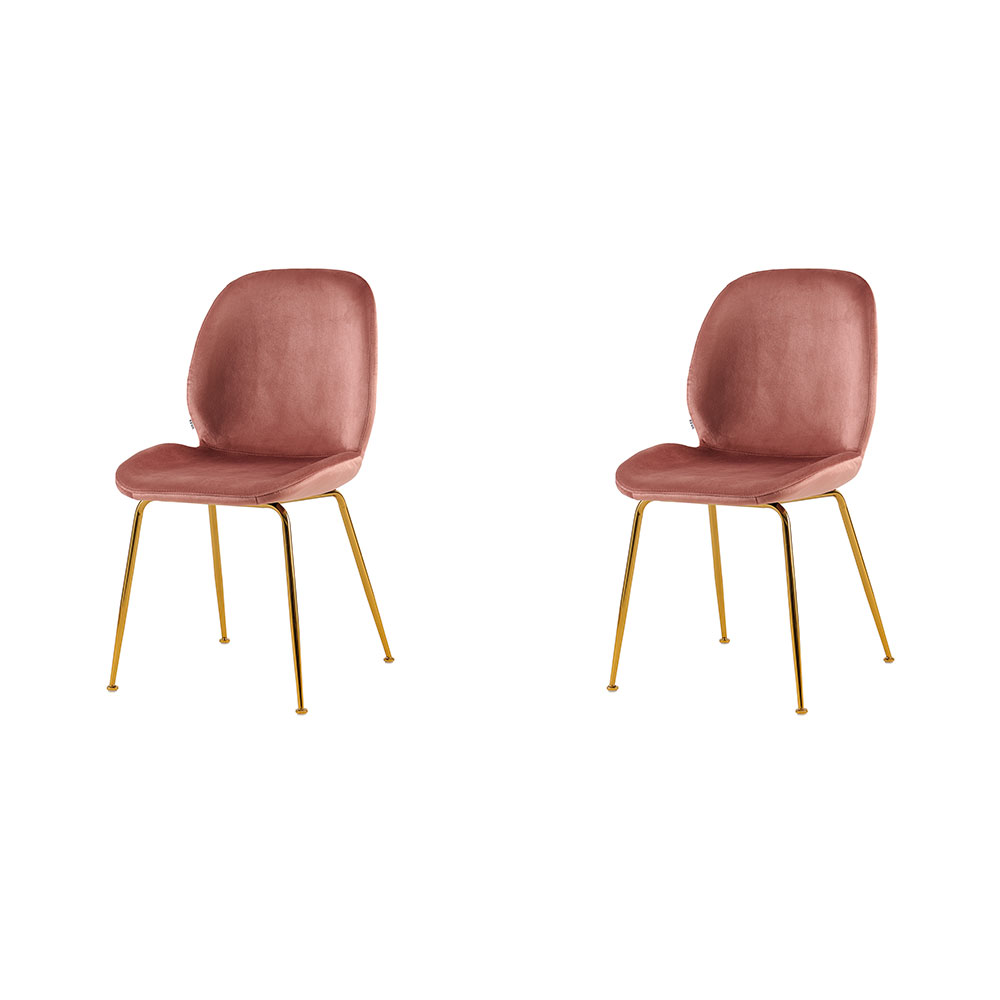Conjunto com 2 Cadeiras Lille Beetle Rose Base Dourada