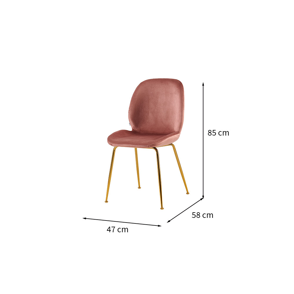 Conjunto com 2 Cadeiras Lille Beetle Rose Base Dourada