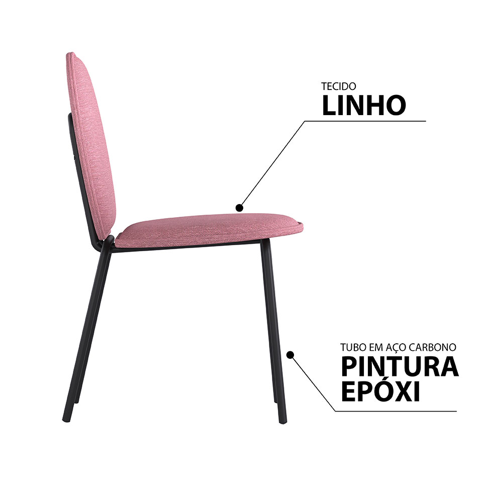 Conjunto com 2 Cadeiras Lollipop Rosa e Preto