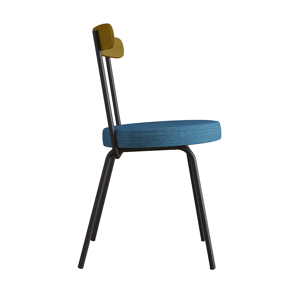 Conjunto com 2 Cadeiras Spot Linho Azul e Preto
