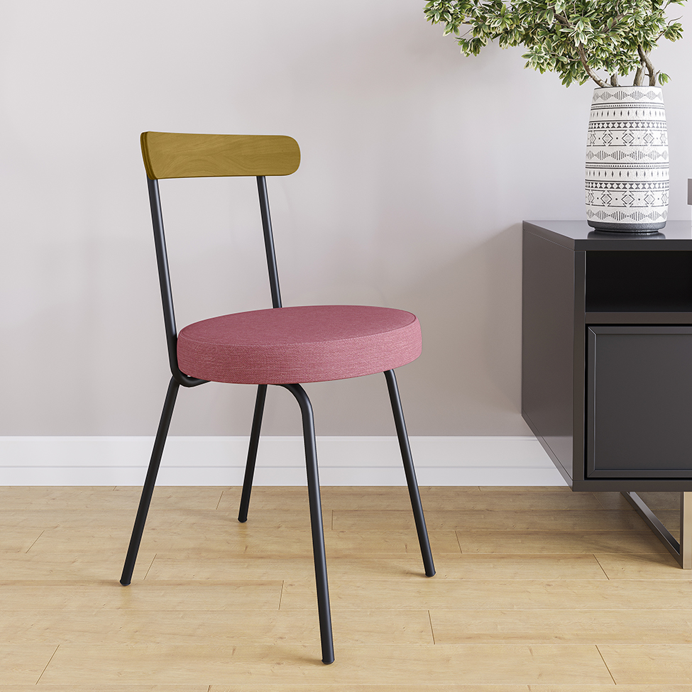 Conjunto com 2 Cadeiras Spot Linho Rosa e Preto