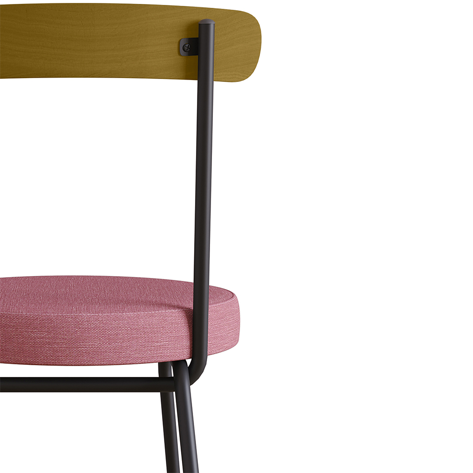 Conjunto com 2 Cadeiras Spot Linho Rosa e Preto