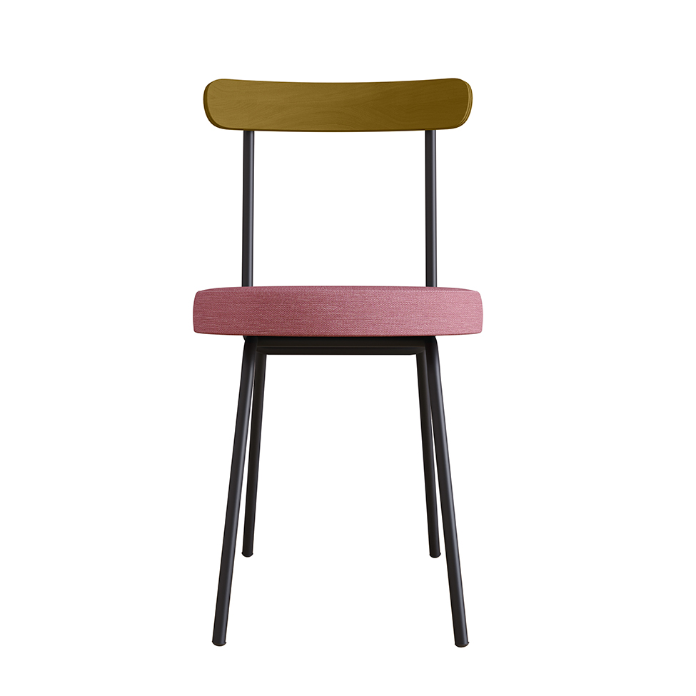 Conjunto com 2 Cadeiras Spot Linho Rosa e Preto