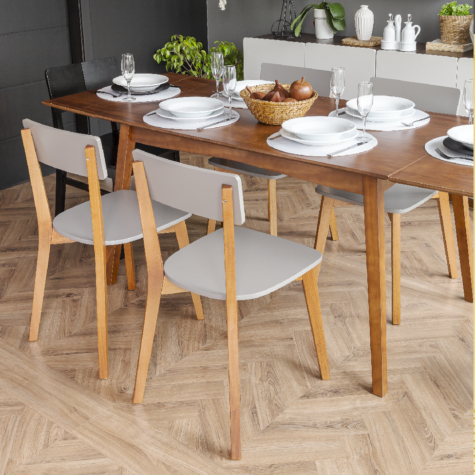 Conjunto com 2 Cadeiras Tóquio Castanho e Cinza