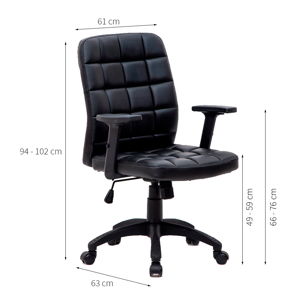 Conjunto com 2 Cadeiras de Escritório Diretor Giratórias Fitz com Braços Ajustáveis Preto