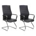 Conjunto com 2 Cadeiras de Escritório Interlocutor Fixas Cleaner Preto