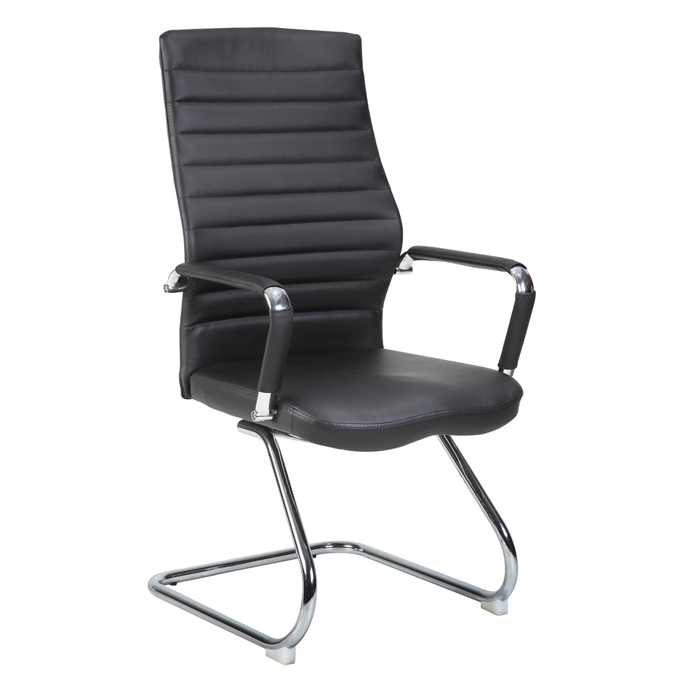 Conjunto com 2 Cadeiras de Escritório Interlocutor Fixas Cleaner Preto