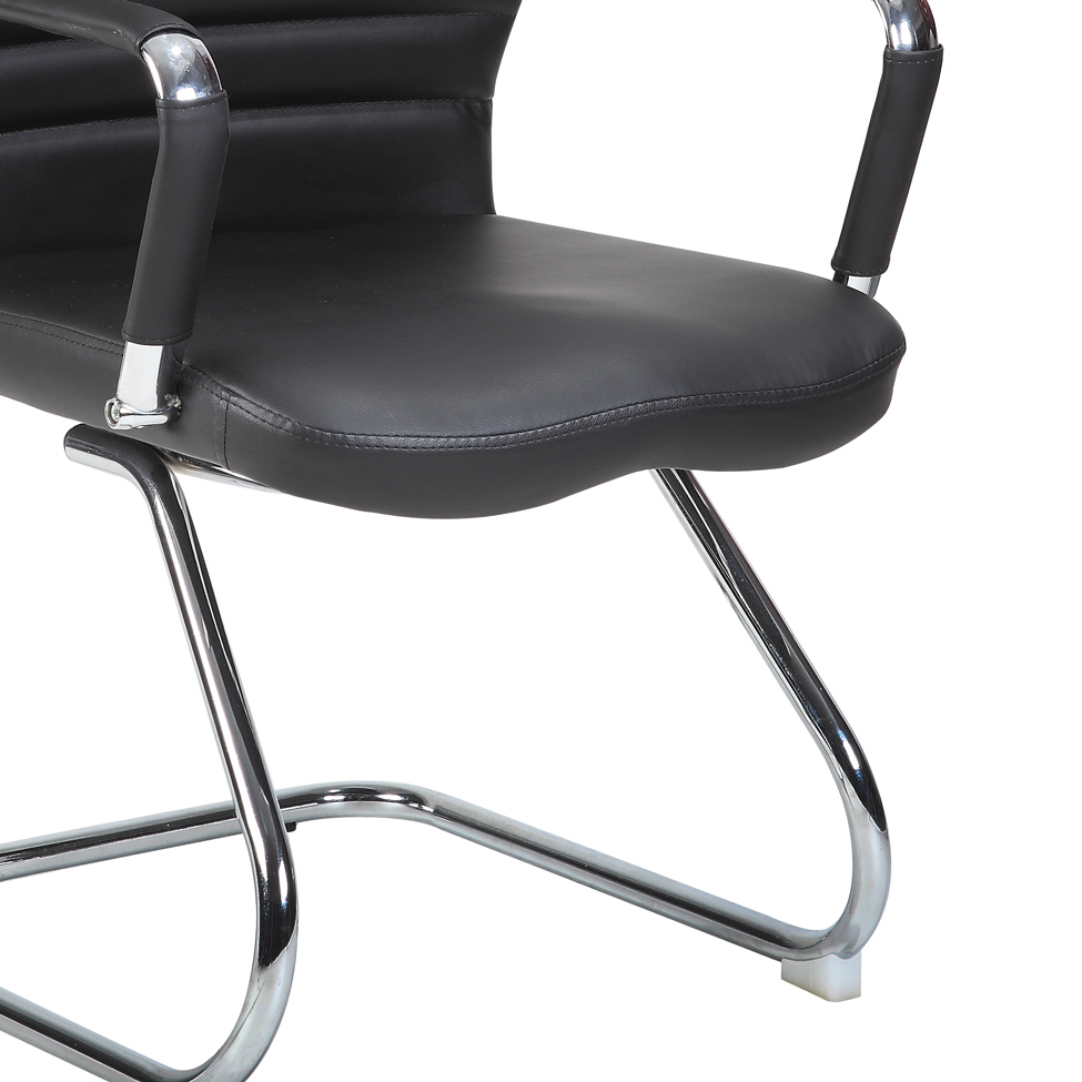 Conjunto com 2 Cadeiras de Escritório Interlocutor Fixas Cleaner Preto