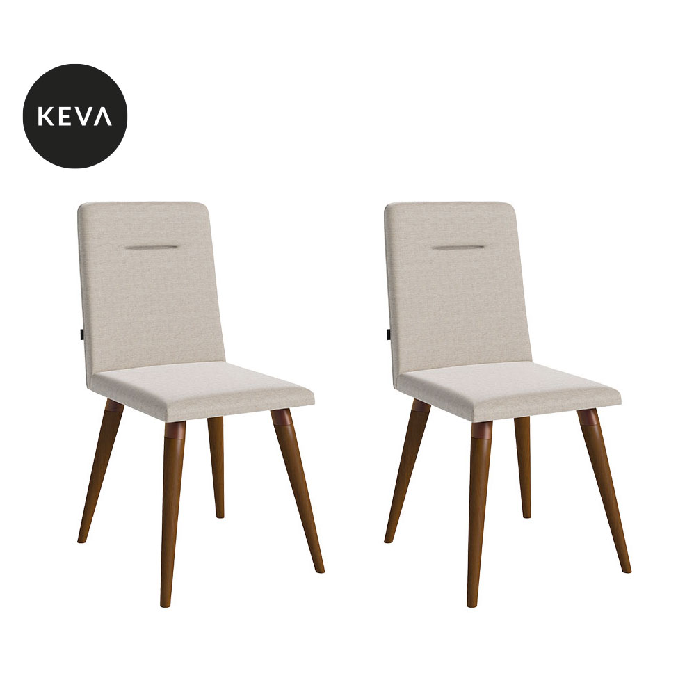 Conjunto com 2 Cadeiras de Jantar Studio Bege Claro e Amêndoa