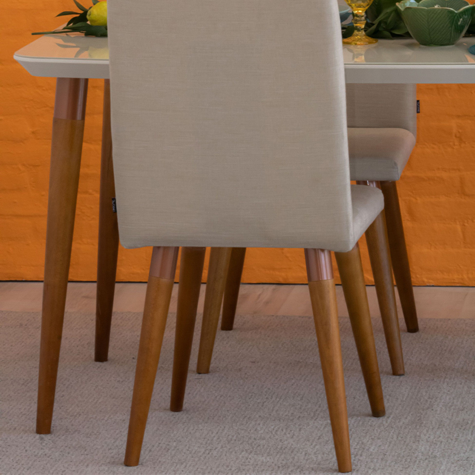 Conjunto com 2 Cadeiras de Jantar Studio Bege Claro e Amêndoa