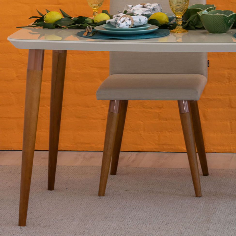 Conjunto com 2 Cadeiras de Jantar Studio Bege Claro e Amêndoa