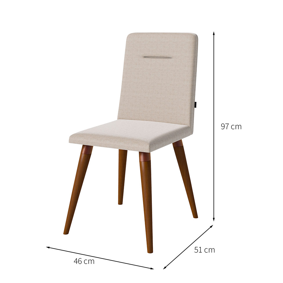 Conjunto com 2 Cadeiras de Jantar Studio Bege Claro e Amêndoa