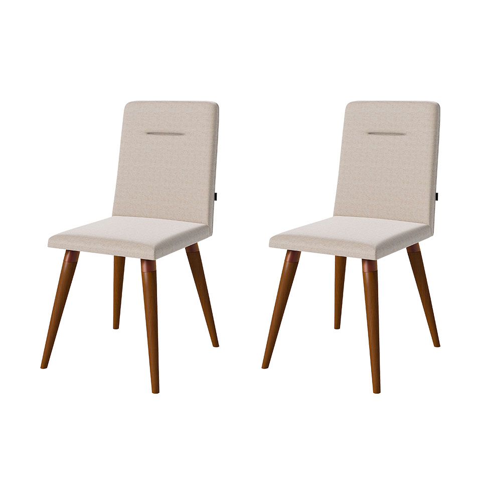 Conjunto com 2 Cadeiras de Jantar Studio Bege Claro e Amêndoa