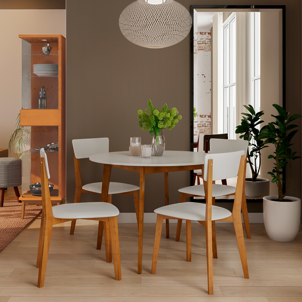 Conjunto com 2 Cadeiras de Jantar Tóquio Castanho e Branco