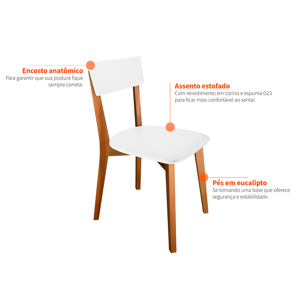 Conjunto com 2 Cadeiras de Jantar Tóquio Castanho e Branco