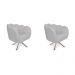 Conjunto com 2 Poltronas Ariel Giratória Linho Creme e Champagne