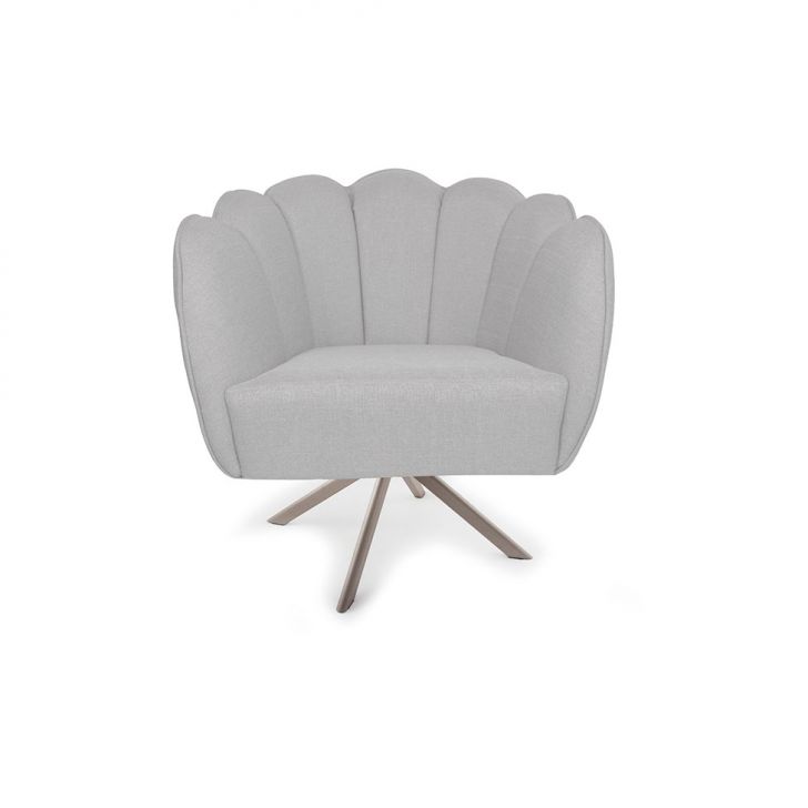 Conjunto com 2 Poltronas Ariel Giratória Linho Creme e Champagne